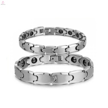 Pulsera de tungsteno de plata al por mayor de alto pulido, pulsera de piedra magnética de la salud